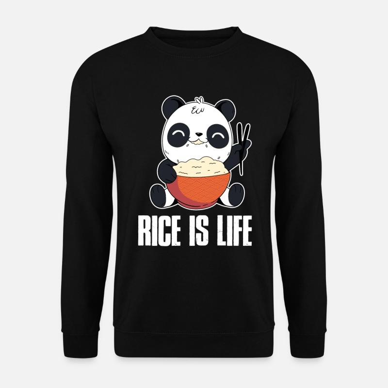 Rice Is Life Panda Pandabär Geschenk - Unisex Pullover - Schwarz