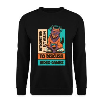 Introverted Video Games Introvertiert Geschenk - Unisex Pullover - Schwarz - Vorne - Alina (178cm) & Michal (187cm)