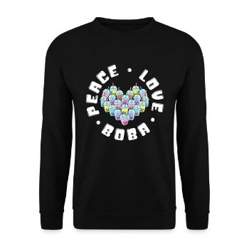Peace Love Boba Boba Gift - Unisex Sweatshirt - black - Front - Alina (178cm) & Michal (187cm)