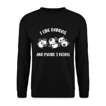 J’aime les pandas et 3 personnes Panda Bear Gift - Sweat-shirt Unisexe - noir - Devant - Alina (178cm) & Michal (187cm)