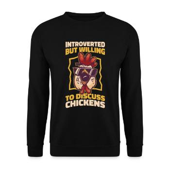 Introverted Chickens Introverted Gift - Unisex Sweatshirt - black - Front - Alina (178cm) & Michal (187cm)