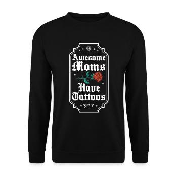 Awesome Moms Have Tattoos Tattoo Gift - Unisex Sweatshirt - black - Front - Alina (178cm) & Michal (187cm)