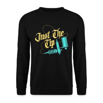 Just The Tip Tattoo Tätowierung Geschenk - Unisex Pullover - Schwarz - Vorne - Alina (178cm) & Michal (187cm)