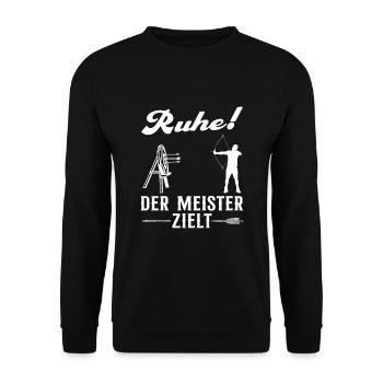 Bogenschütze Zubehör Bogensport Bogenschießen - Unisex Pullover - Schwarz - Vorne - Alina (178cm) & Michal (187cm)