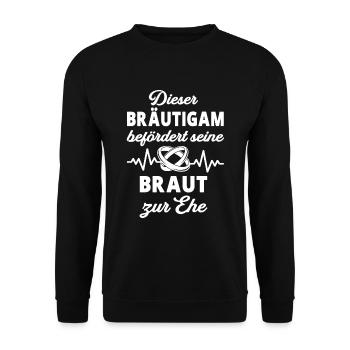 Hochzeit Bräutigam Junggesellenabschied Spruch - Unisex Pullover - Schwarz - Vorne - Alina (178cm) & Michal (187cm)