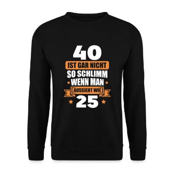 40. Geburtstag Geschenk Idee - Unisex Pullover - Schwarz - Vorne - Alina (178cm) & Michal (187cm)