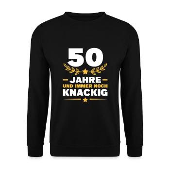 50. Geburtstag Geschenk Mann - Unisex Pullover - Schwarz - Vorne - Alina (178cm) & Michal (187cm)