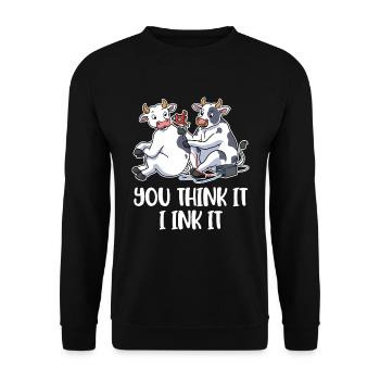 You Think It I Ink It Tattoo Gift - Sweat-shirt Unisexe - noir - Devant - Alina (178cm) & Michal (187cm)