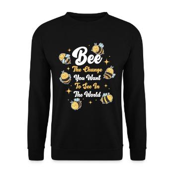 Bee The Change Bee Gift - Unisex Sweatshirt - black - Front - Alina (178cm) & Michal (187cm)