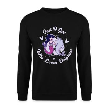 Just A Girl Who Loves Dolphins Dolphin Gift - Unisex Sweatshirt - black - Front - Alina (178cm) & Michal (187cm)