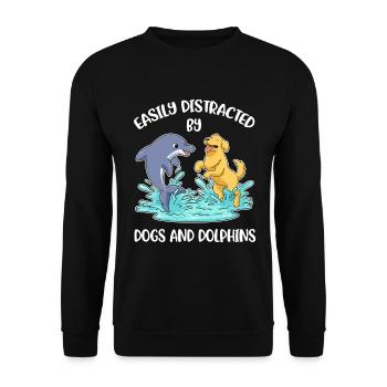 Distrait par les chiens et les dauphins Dolphin Gift - Sweat-shirt Unisexe - noir - Devant - Alina (178cm) & Michal (187cm)