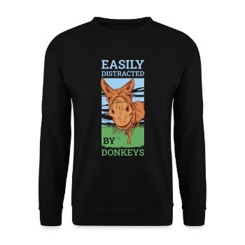 Easily Distracted By Donkeys Esel Geschenk - Unisex Pullover - Schwarz - Vorne - Alina (178cm) & Michal (187cm)