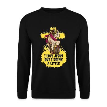 J’aime Jésus mais je bois un petit cadeau de Jésus - Sweat-shirt Unisexe - noir - Devant - Alina (178cm) & Michal (187cm)