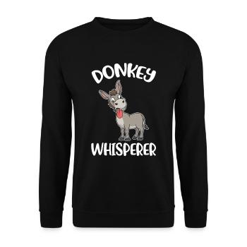 Donkey Whisperer Esel Geschenk - Unisex Pullover - Schwarz - Vorne - Alina (178cm) & Michal (187cm)