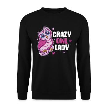 Crazy Owl Lady Owl Cadeau - Sweat-shirt Unisexe - noir - Devant - Alina (178cm) & Michal (187cm)