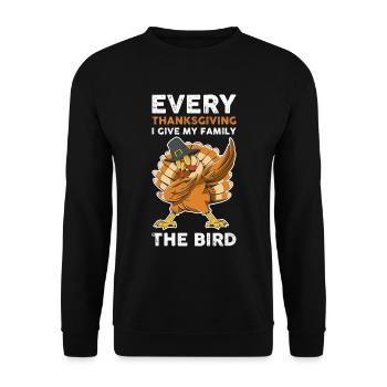 I Give My Family The Bird Bird Gift - Unisex Sweatshirt - black - Front - Alina (178cm) & Michal (187cm)