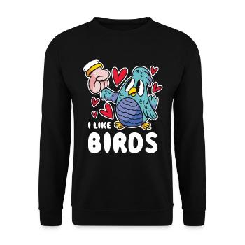 I Like Birds Bird Gift - Unisex Sweatshirt - black - Front - Alina (178cm) & Michal (187cm)