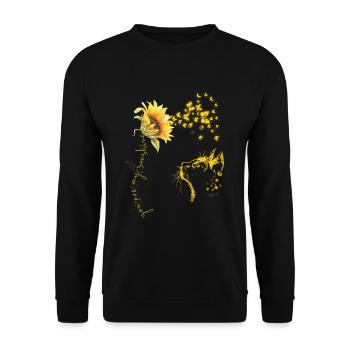 You are my Sunshine Sunflower ButterflyCat - Unisex Sweatshirt - black - Front - Alina (178cm) & Michal (187cm)
