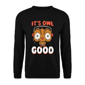 Son cadeau Owl Good Owl - Sweat-shirt Unisexe - noir - Devant - Alina (178cm) & Michal (187cm)