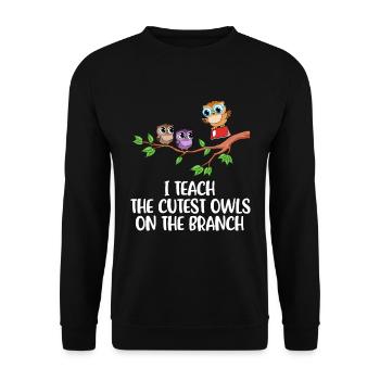 I Teach The Cutest Owls Owls Owl Gift - Unisex Sweatshirt - black - Front - Alina (178cm) & Michal (187cm)