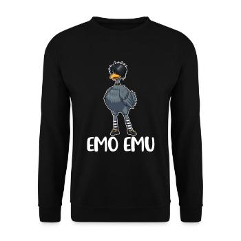 Emo Emu Bird Gift - Unisex Sweatshirt - black - Front - Alina (178cm) & Michal (187cm)