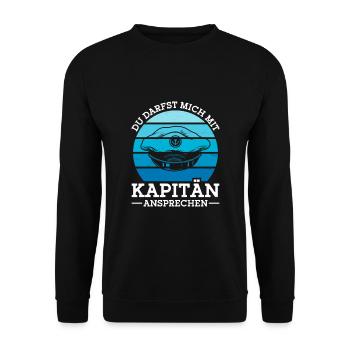 Kapitänsmütze Bootsbesitzer Schiff Kapitän - Unisex Pullover - Schwarz - Vorne - Alina (178cm) & Michal (187cm)
