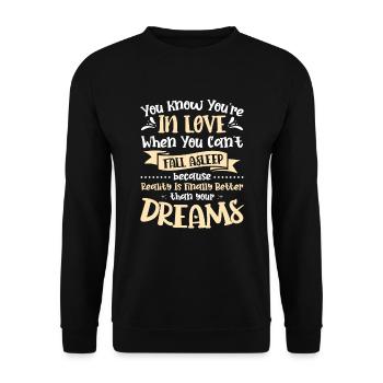 Valentins Tag Beziehung Liebes Spruch - Unisex Pullover - Schwarz - Vorne - Alina (178cm) & Michal (187cm)