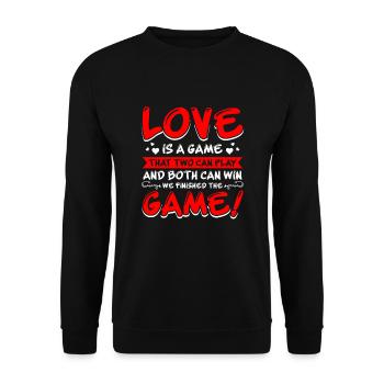 Valentins Tag Beziehung Liebes Spruch - Unisex Pullover - Schwarz - Vorne - Alina (178cm) & Michal (187cm)