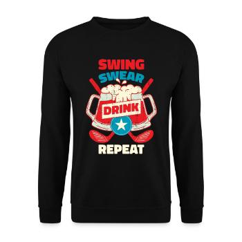 Swing Swear Drink Repeat Golf Golf Gift - Unisex Sweatshirt - black - Front - Alina (178cm) & Michal (187cm)