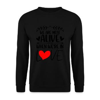 Valentins Tag Beziehung Liebes Spruch - Unisex Pullover - Schwarz - Vorne - Alina (178cm) & Michal (187cm)