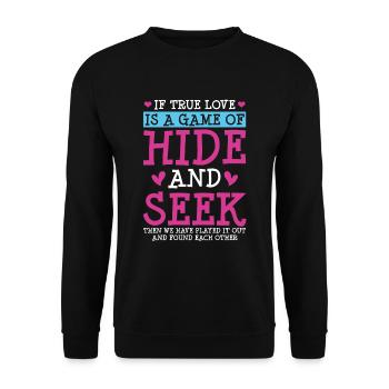 Valentins Tag Beziehung Liebes Spruch - Unisex Pullover - Schwarz - Vorne - Alina (178cm) & Michal (187cm)