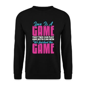 Valentins Tag Beziehung Liebes Spruch - Unisex Pullover - Schwarz - Vorne - Alina (178cm) & Michal (187cm)