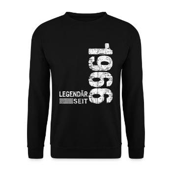 Geburtstag Geboren 1966 Mann Legendär seit 1966 - Unisex Pullover - Schwarz - Vorne - Alina (178cm) & Michal (187cm)