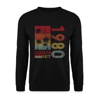 Geburtstag Geboren 1980 Mann Legendär seit 1980 - Unisex Pullover - Schwarz - Vorne - Alina (178cm) & Michal (187cm)