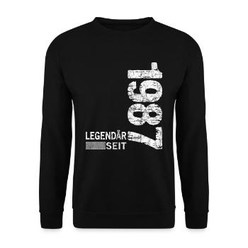 Geburtstag Geboren 1987 Mann Legendär seit 1987 - Unisex Pullover - Schwarz - Vorne - Alina (178cm) & Michal (187cm)