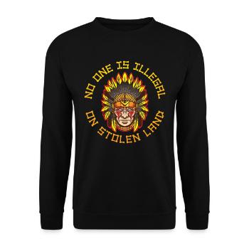 Stolen Land Native American Gift - Unisex Sweatshirt - black - Front - Alina (178cm) & Michal (187cm)