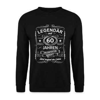 60. Geburtstag Geschenk Legendär 60 Jahre Frauen - Unisex Pullover - Schwarz - Vorne - Alina (178cm) & Michal (187cm)