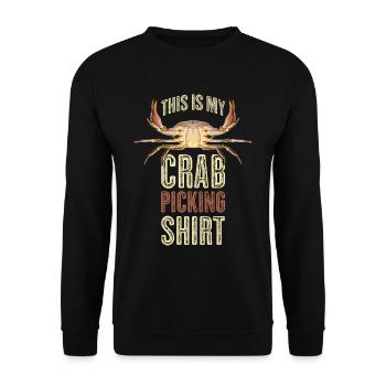 This Is My Crab Picking Krabbe Geschenk - Unisex Pullover - Schwarz - Vorne - Alina (178cm) & Michal (187cm)