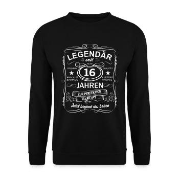 16. Geburtstag Geschenk Legendär 16 Jahre Frauen - Unisex Pullover - Schwarz - Vorne - Alina (178cm) & Michal (187cm)