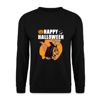 Drôle Halloween Vampire Dinosaur T-Rex Design - Sweat-shirt Unisexe - noir - Devant - Alina (178cm) & Michal (187cm)