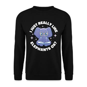 I Just Really Like Elephants Elephant Gift - Unisex Sweatshirt - black - Front - Alina (178cm) & Michal (187cm)