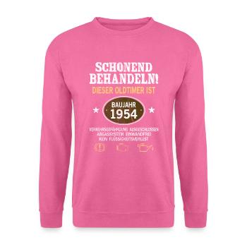 Schonend Behandeln Oldtimer Baujahr 1954 Geboren - Unisex Pullover - Pink - Vorne