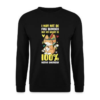 100% Native American Native American Gift - Unisex Sweatshirt - black - Front - Alina (178cm) & Michal (187cm)
