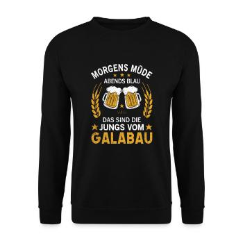 Morgens Müde Abends Blau Die Jungs vom Galabau - Unisex Pullover - Schwarz - Vorne - Alina (178cm) & Michal (187cm)