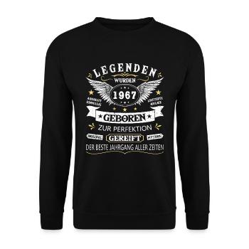 Legenden 1967 Geboren Geschenk Jahrgang 1967 - Unisex Pullover - Schwarz - Vorne - Alina (178cm) & Michal (187cm)