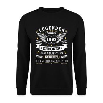 Legenden 1993 Geboren Geschenk Jahrgang 1993 - Unisex Pullover - Schwarz - Vorne - Alina (178cm) & Michal (187cm)