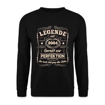 Legenden 2004 Geboren Geschenk Jahrgang 2004 - Unisex Pullover - Schwarz - Vorne - Alina (178cm) & Michal (187cm)