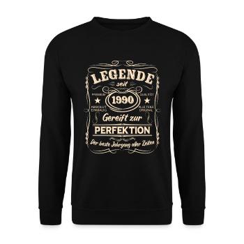 Legenden 1990 Geboren Geschenk Jahrgang 1990 - Unisex Pullover - Schwarz - Vorne - Alina (178cm) & Michal (187cm)