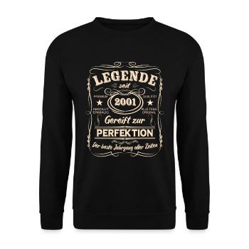 Legenden 2001 Geboren Geschenk Jahrgang 2001 - Unisex Pullover - Schwarz - Vorne - Alina (178cm) & Michal (187cm)
