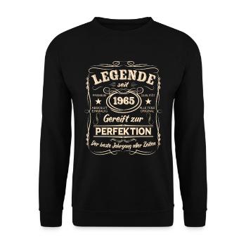 Legenden 1965 Geboren Geschenk Jahrgang 1965 - Unisex Pullover - Schwarz - Vorne - Alina (178cm) & Michal (187cm)